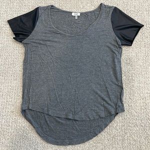 Faux Leather Short Sleeve Shirt